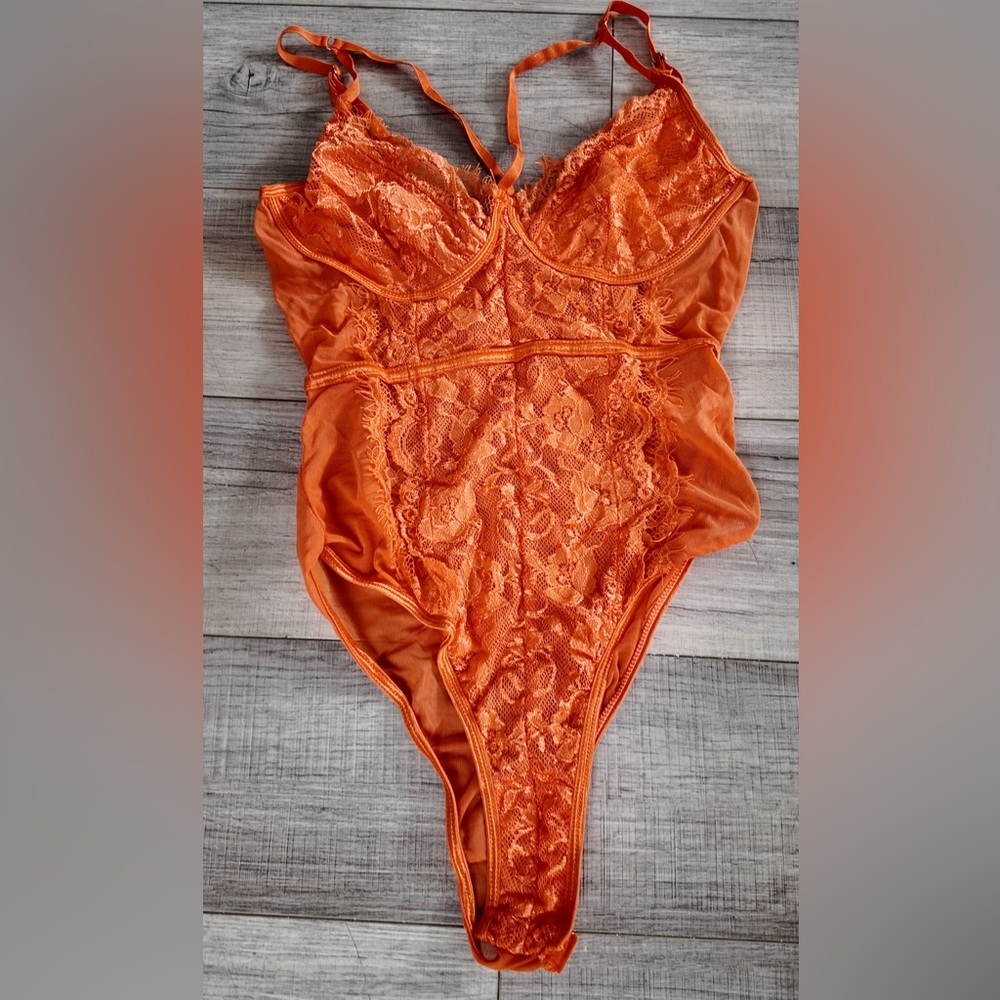 Women’s Orange Lace Bodysuit – Never Worn Size L